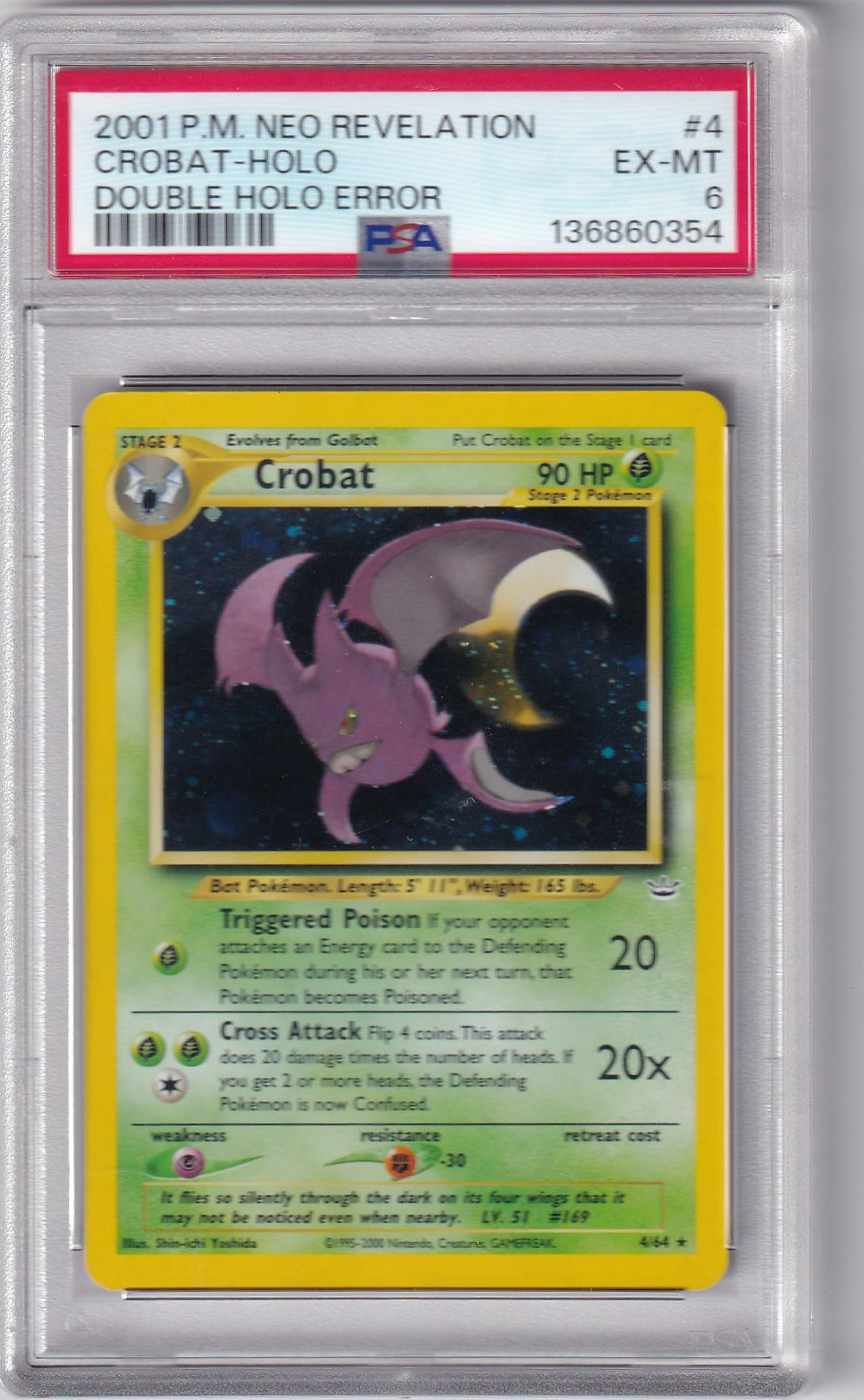 Crobat Double holo error PSA 6.0 EX - MT
