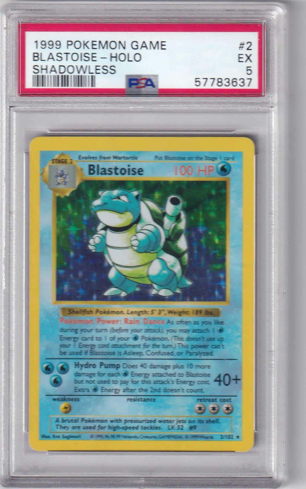 shadowless Blastoise PSA 5.0 EX